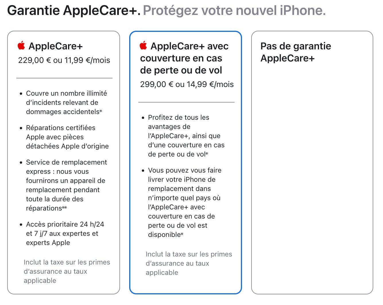 Le contrat AppleCare+ en question. © Apple