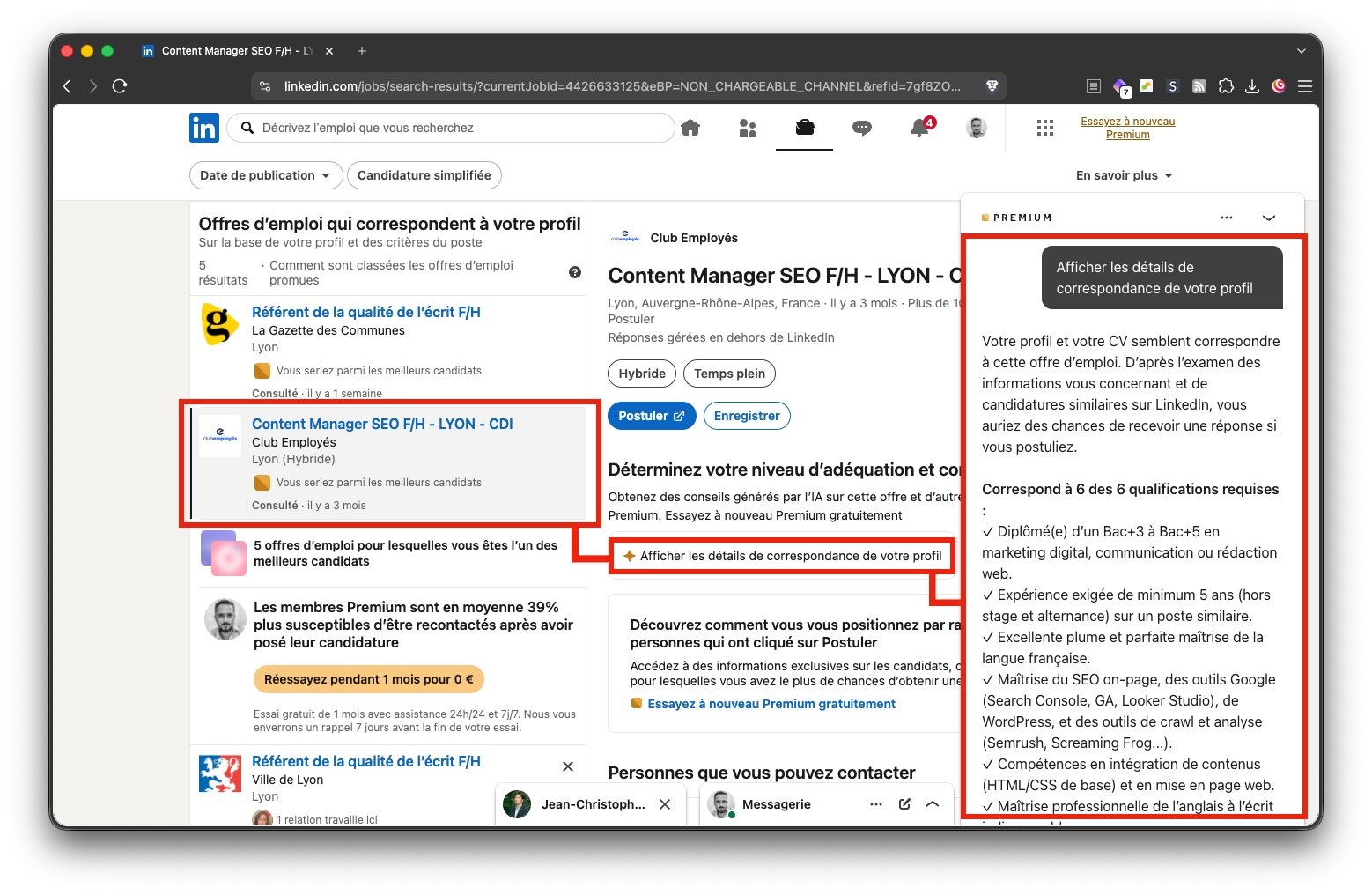 linkedin Job match
