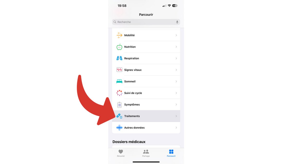 Traitements dans l'app Santé 