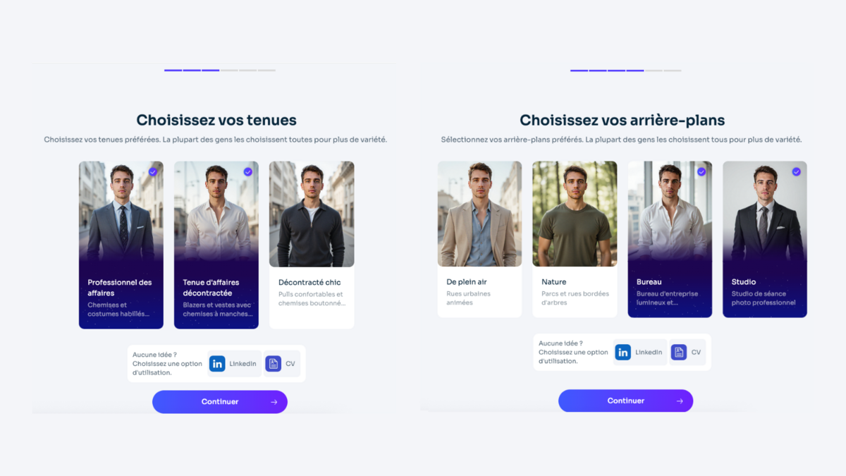 Choisissez vos tenues et vos arrières plans © AIEase