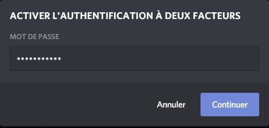 tuto discord deux facteurs mot de passe