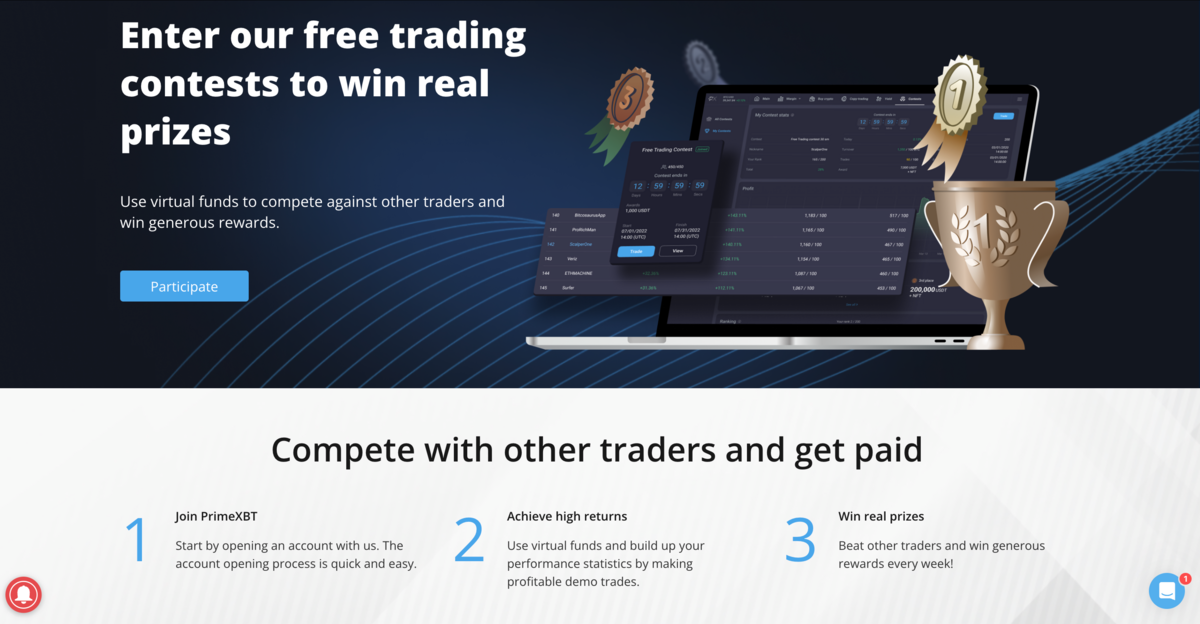 Compétitions de trading au sein du service PrimeXBT © Prime XBT