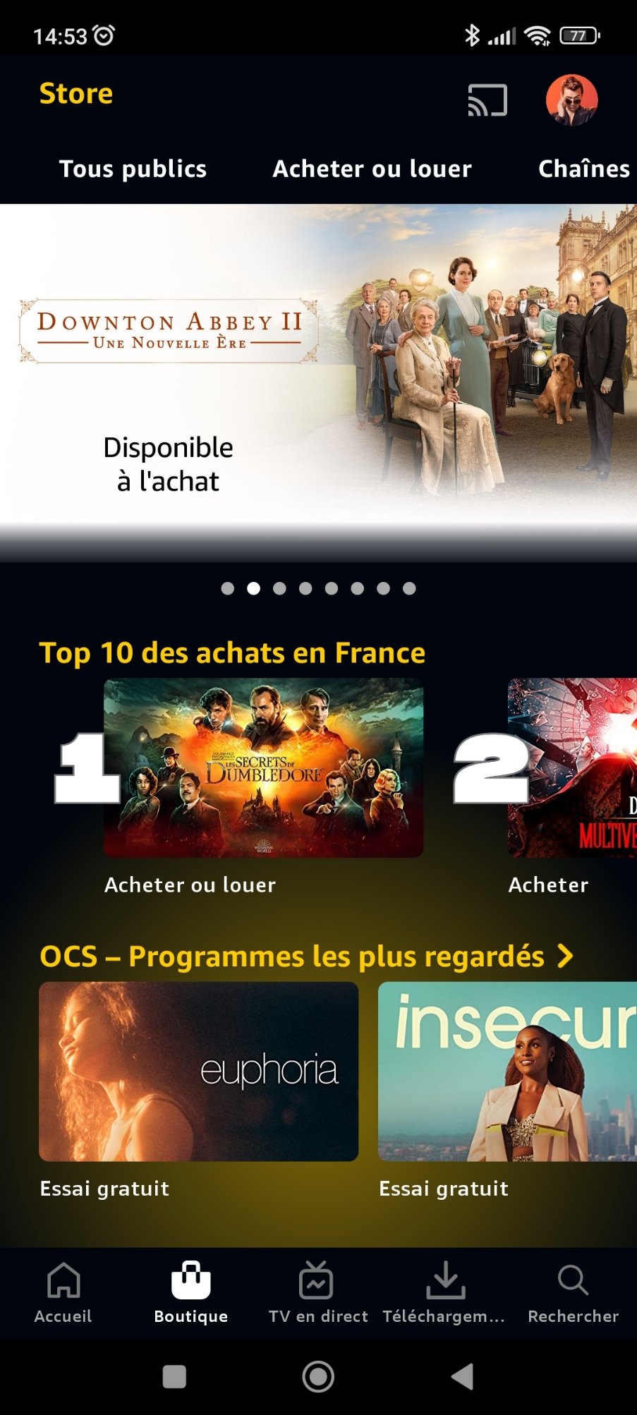 Prime Video - La boutique sur mobile