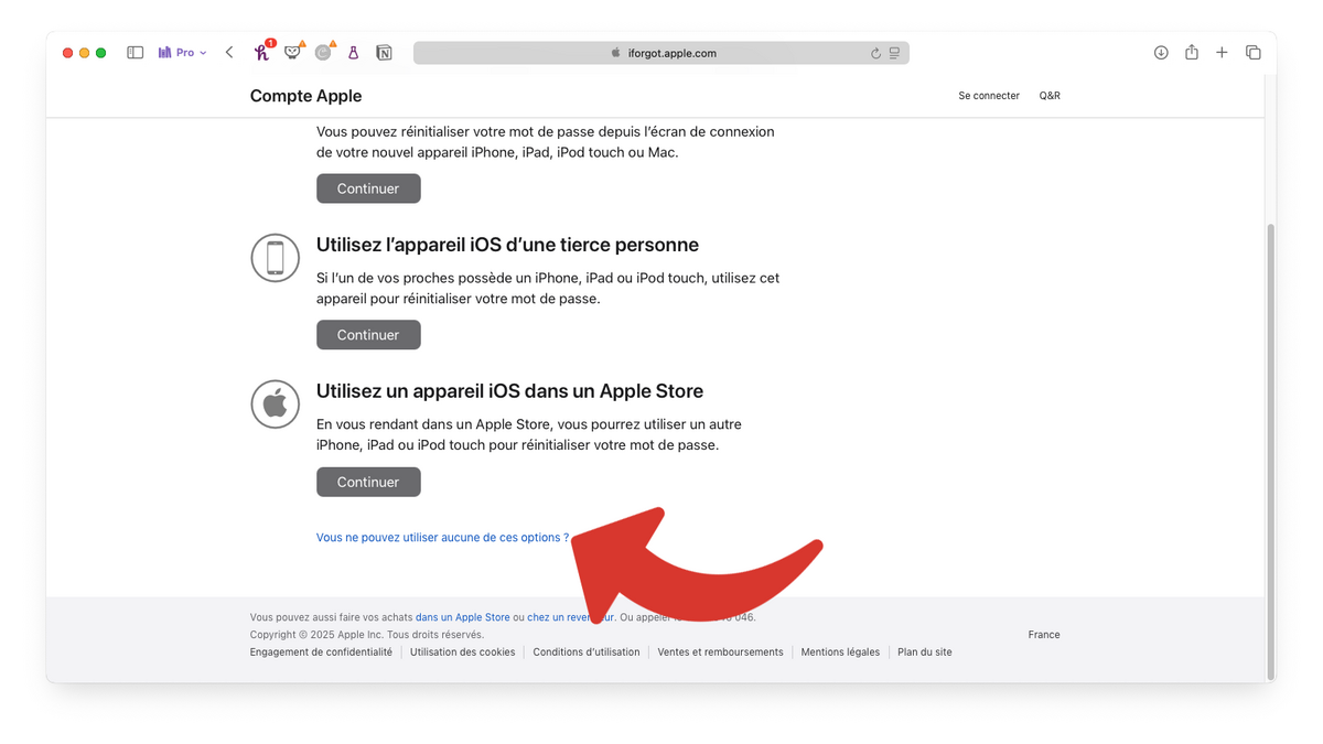 Indiquer qu'aucune de ces options n'est possible © Clubic