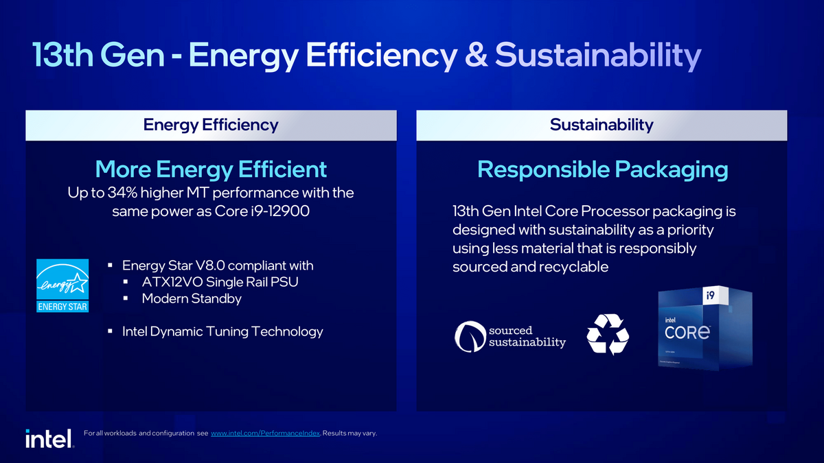 Nous insistons sur l'efficacité et la durabilité des CPU 65 W © Intel