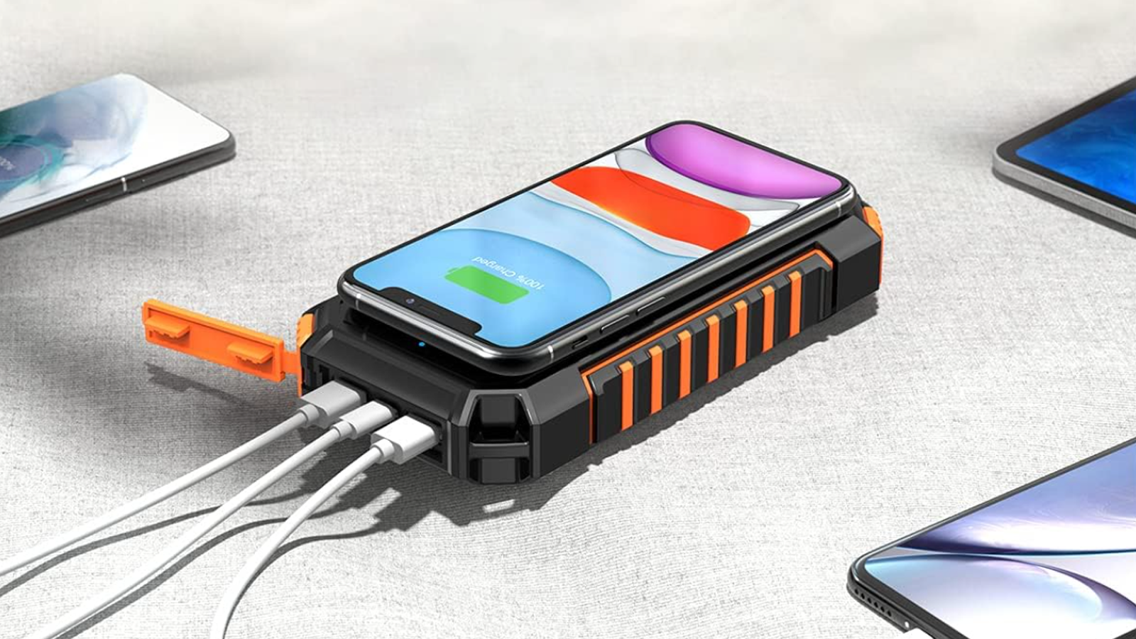 Batterie Externe Solaire Chargeur Solaire 26800mAh Avec 4 Panneaux Impermeable Portable Power Bank Item 9001822