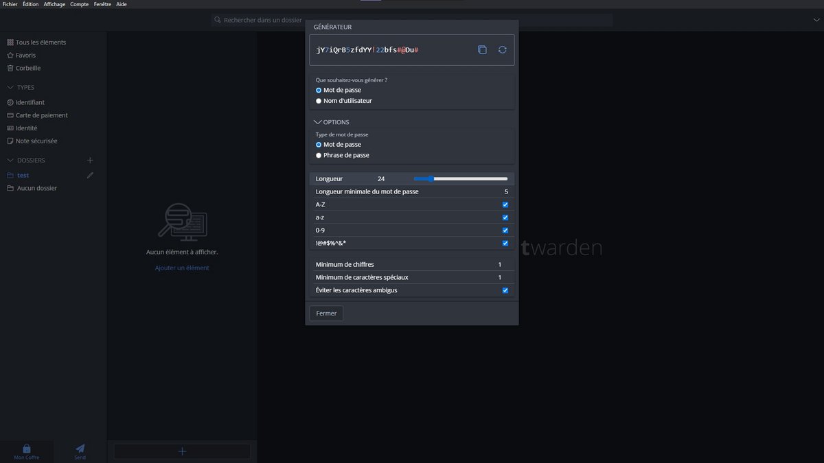 Le générateur de mots de passe de Bitwarden