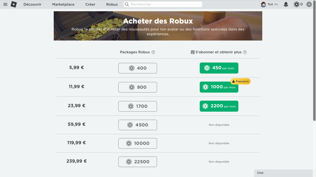 Acheter des Robux, monnaie virtuelle de Roblox