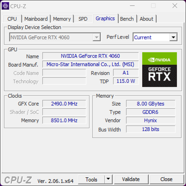 MSI GeForce RTX 4060 Ventus 2X