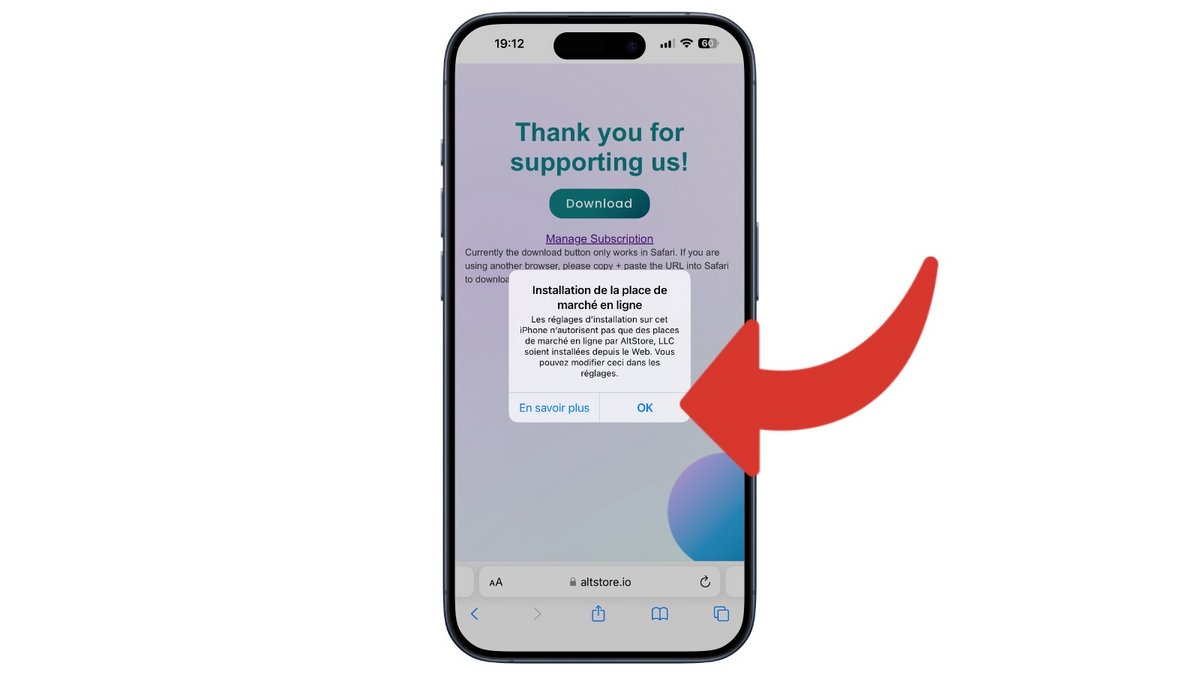 iOS vous demande de conformer l'installation d'un store alternatif © Mathieu Grumiaux pour Clubic