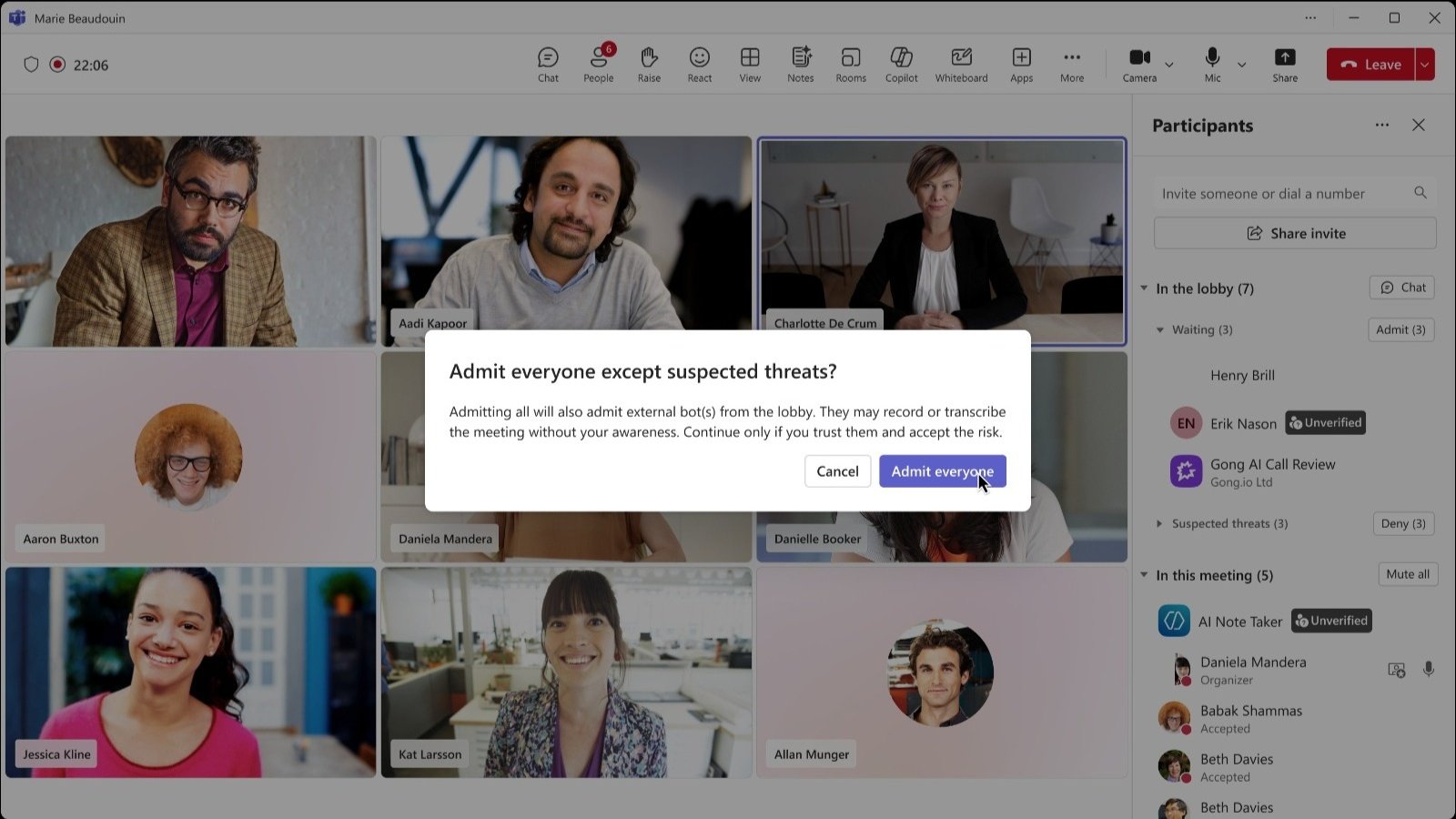 Microsoft ajoute cette protection anti-bot à une série de mesures déployées dans Teams depuis le début de l'année - ©Microsoft