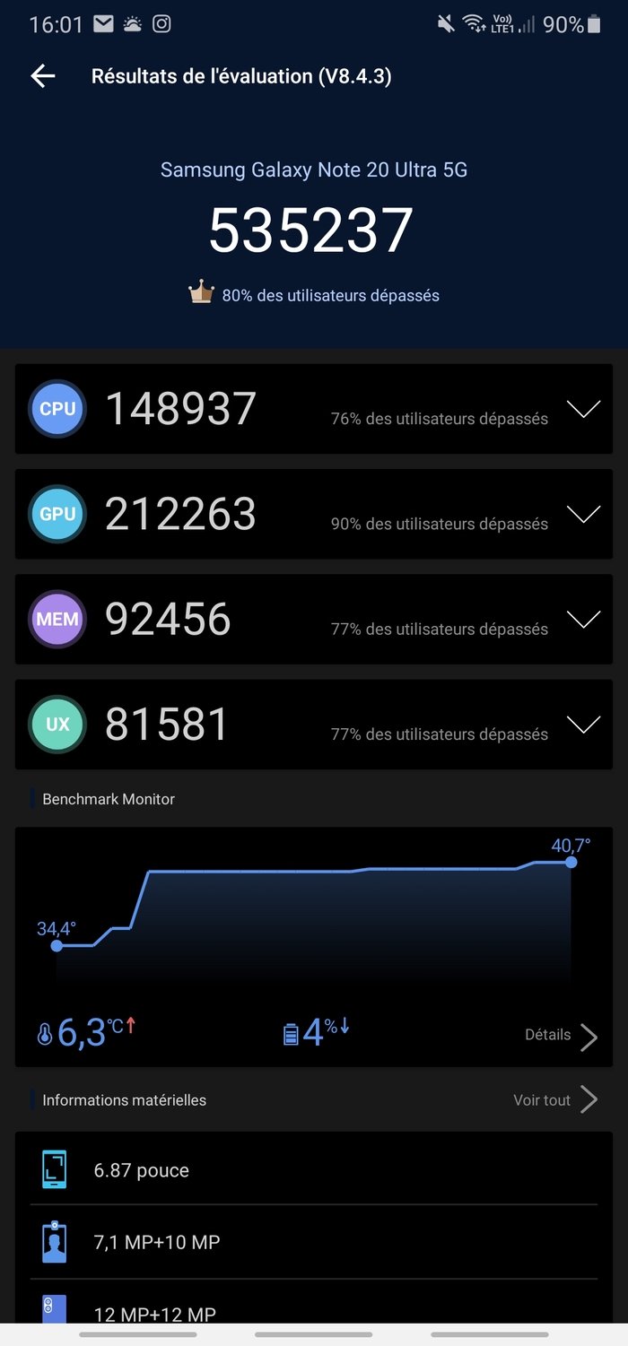 Galaxy Note 20 Ultra 5G -Antutu