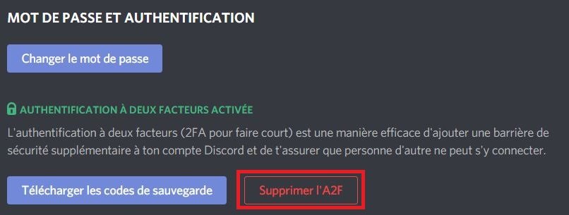 tuto discord supprimer deux facteurs