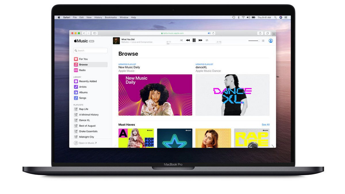 Apple Music - L'interface sur un Macbook Pro