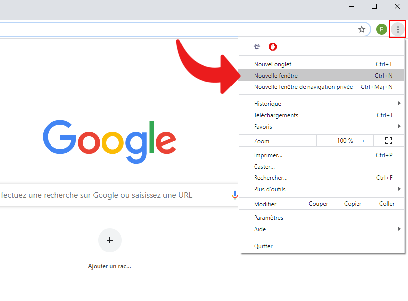 chrome ouvrir fenêtre