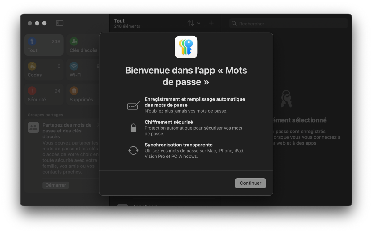 L'app Trousseau de clé fait peau neuve et devient « Mots de passe ».