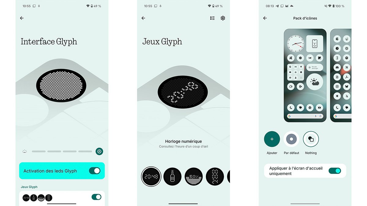 Les réglages de l'interface Glyph. ©Pierre Crochart pour Clubic.com