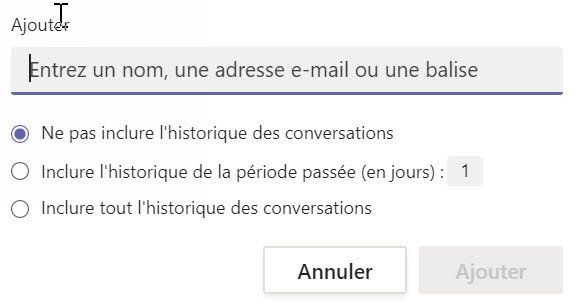 Microsoft Teams Ajout membre conversation