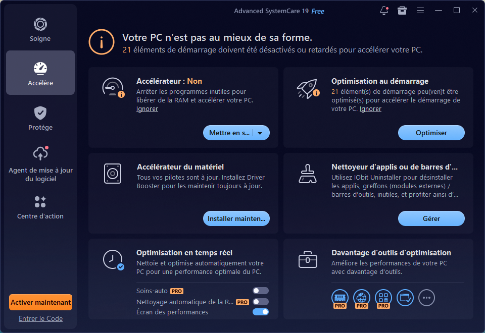 Vous pouvez tenir compte du diagnostic de votre outil pour adapter votre paramétrage. @ IObit