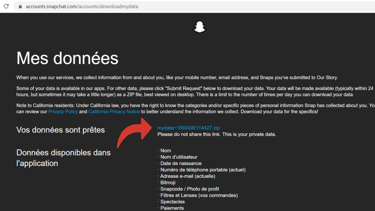 Tuto Snapchat donnees