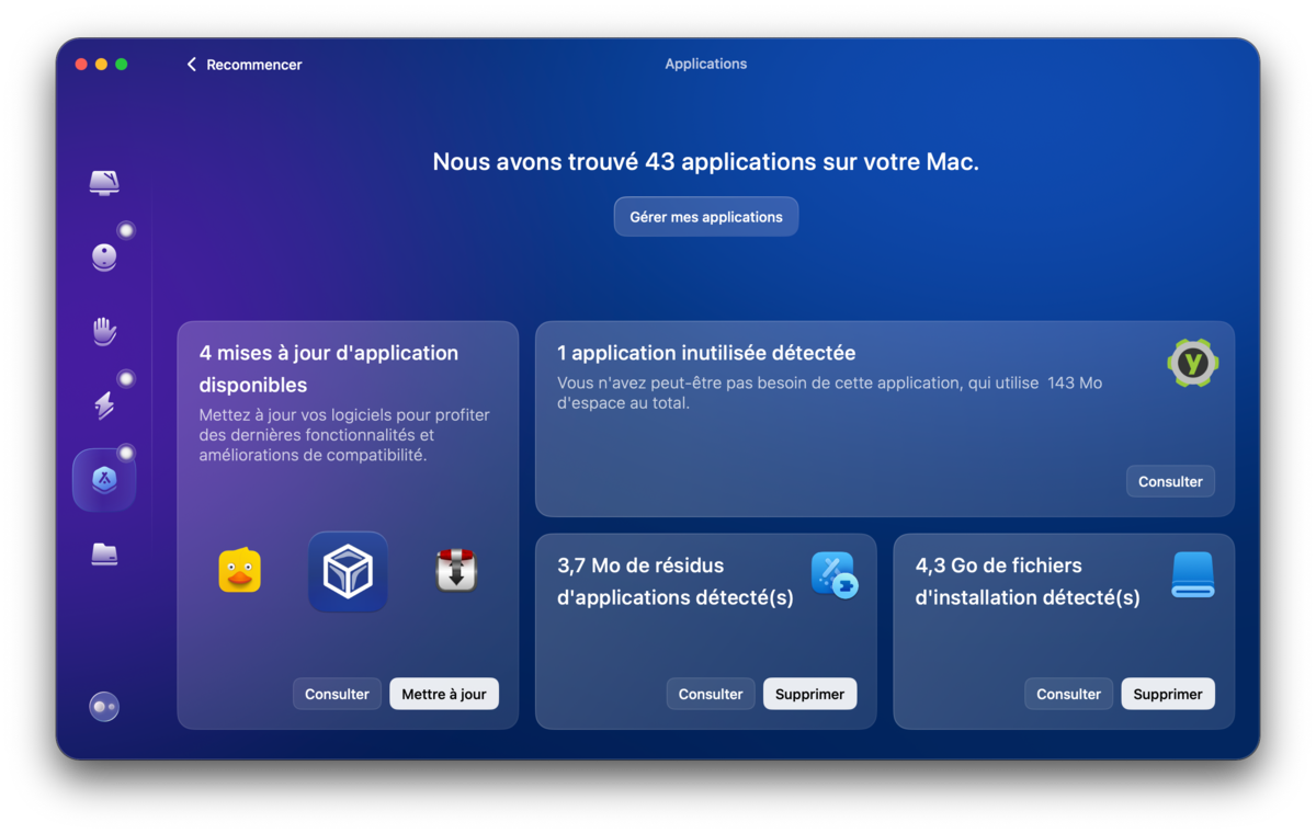 CleanMyMac : l'outil Applications