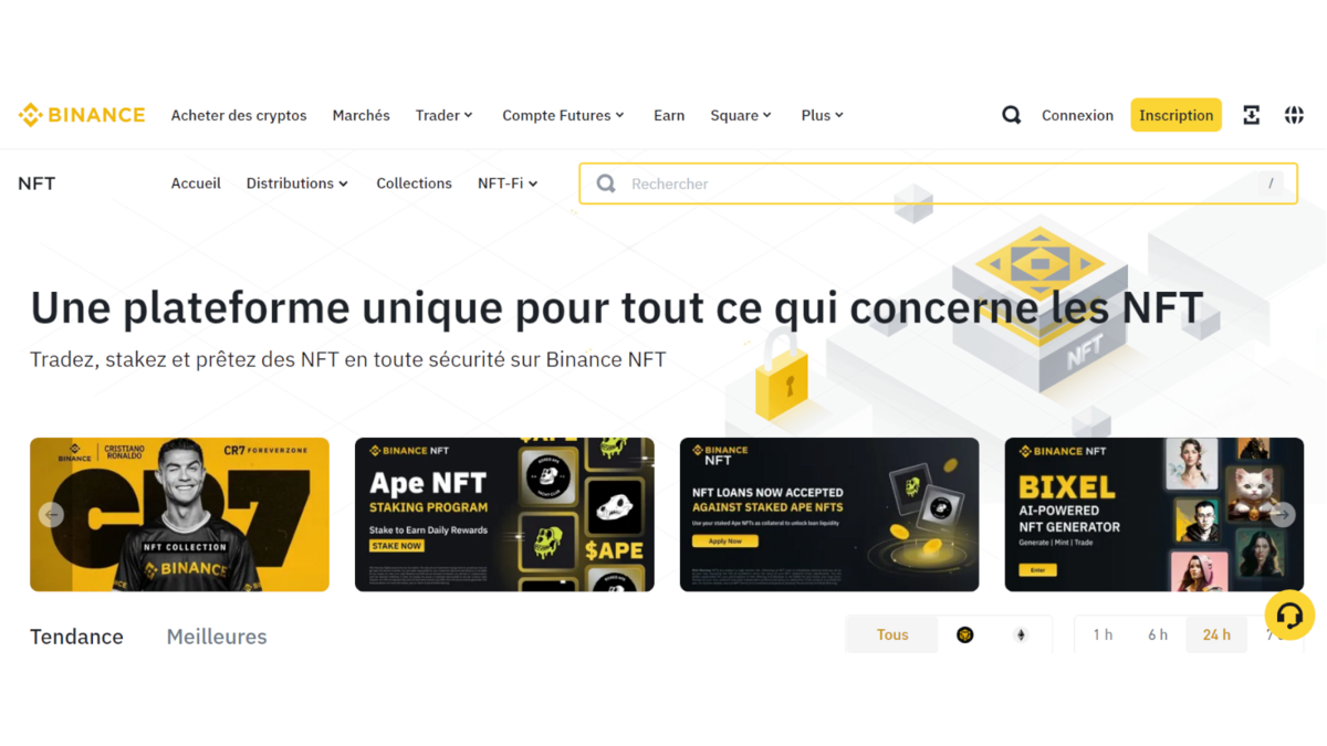 L'interface de Binance NFT