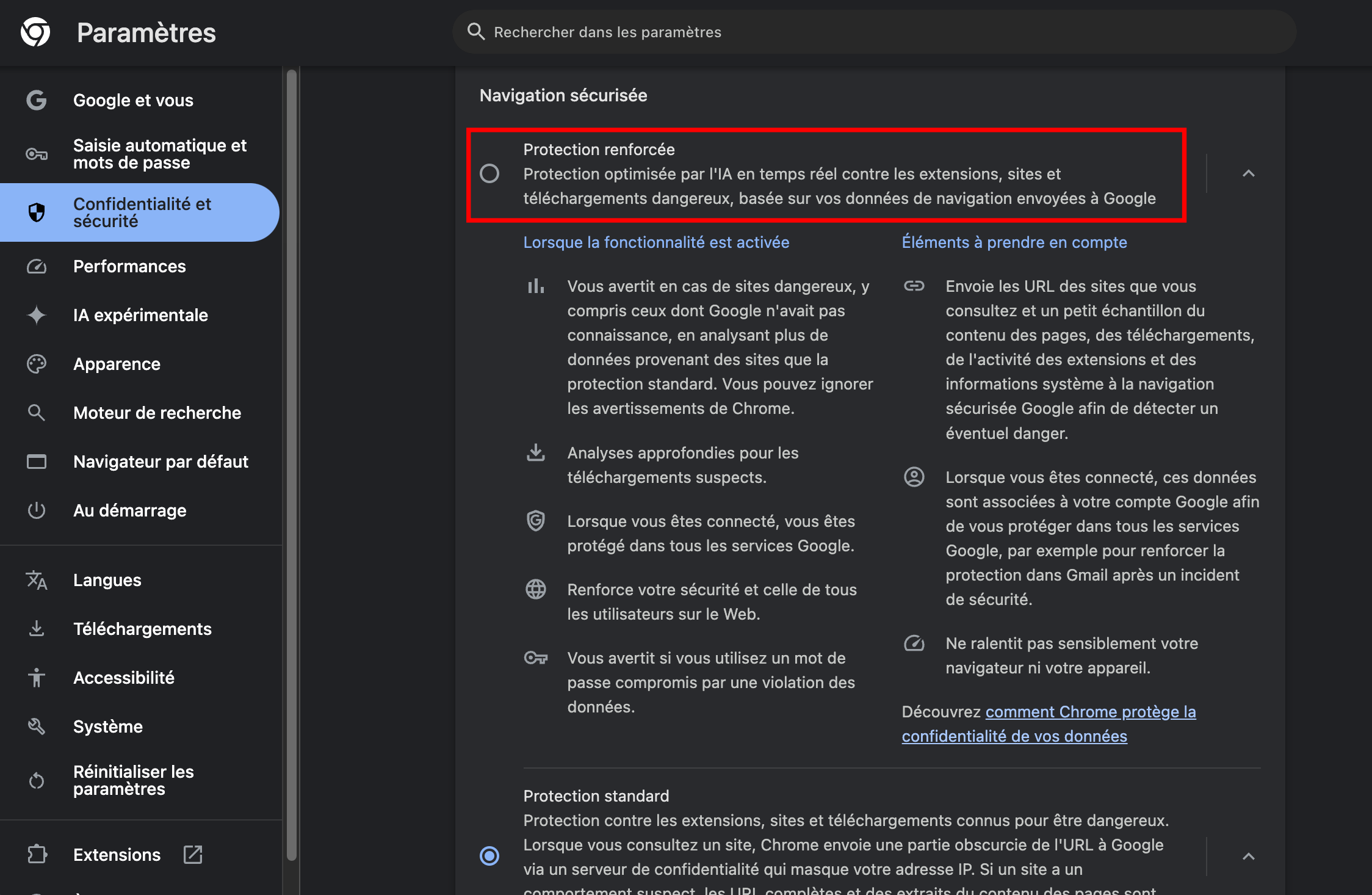 La protection renforcée boostée à l'IA est disponible pour tout le monde, mais il faut l'activer manuellement © Clubic