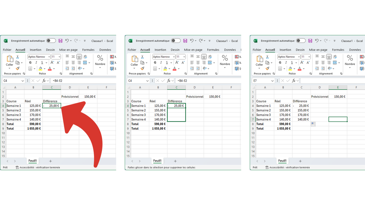 Propager la formule du tableur Excel vers le bas © Clubic