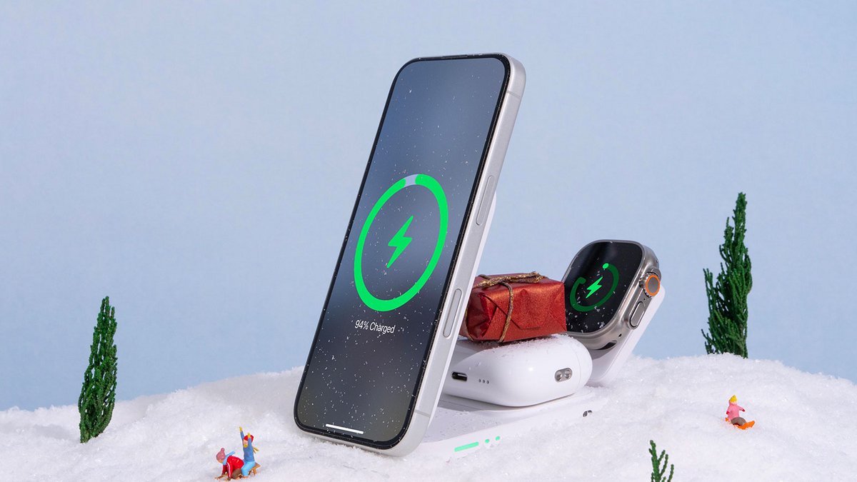 Certifié Qi2, ce chargeur magnétique alimente iPhone, Apple Watch et AirPods en simultané, avec jusqu’à 15 W pour l’iPhone et 5 W pour la montre ©INIU