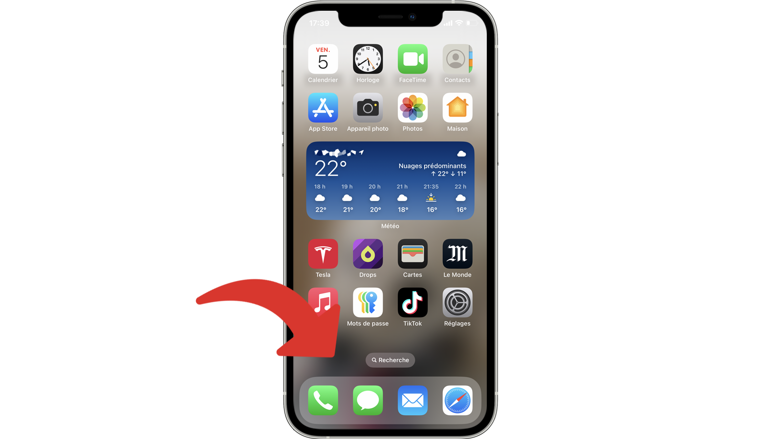Appuyer longuement sur l'écran d'accueil de l'iPhone pour accéder à sa personnalisation © Clubic