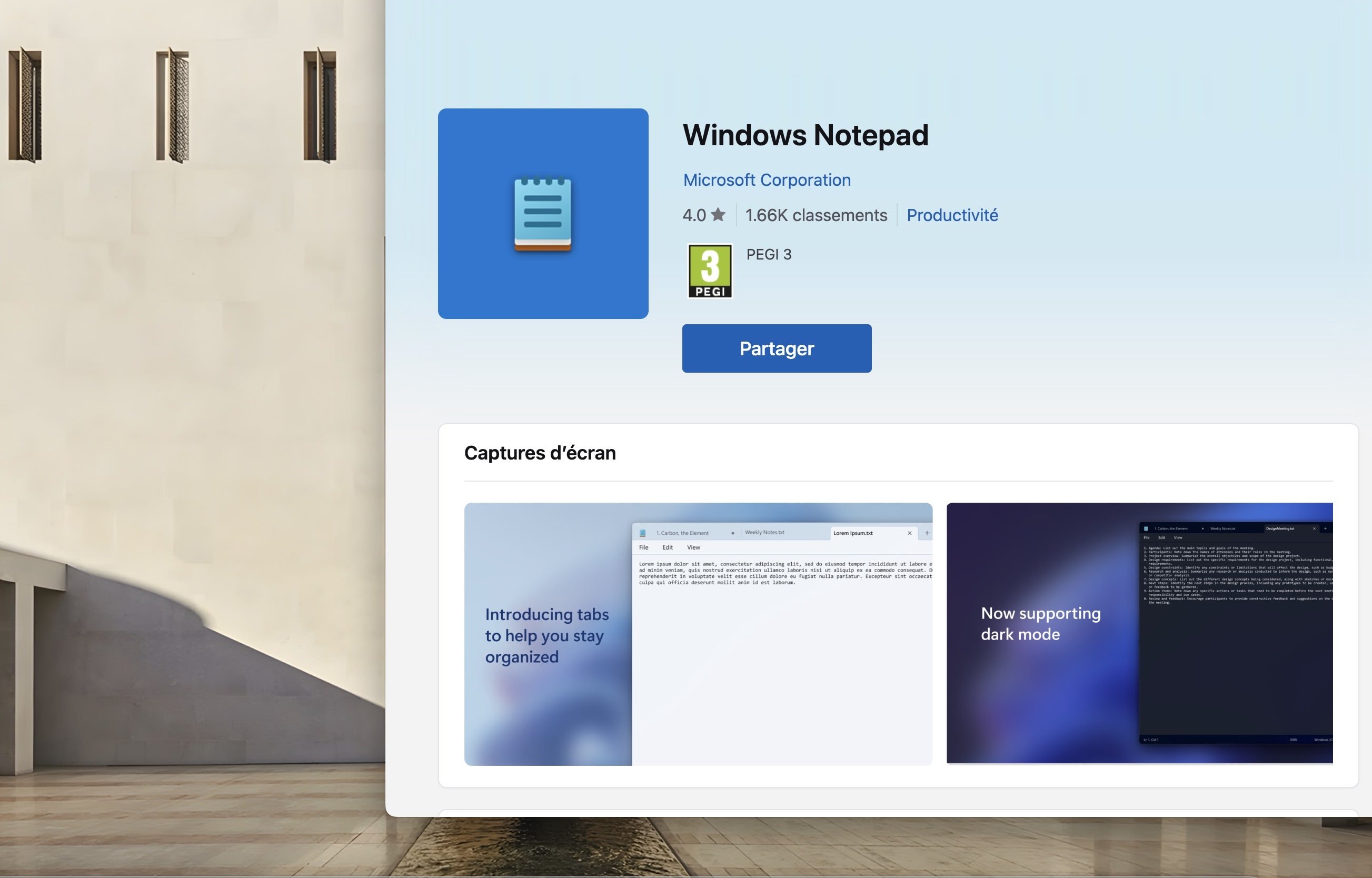 Notepad sur le Windows Store. © Clubic