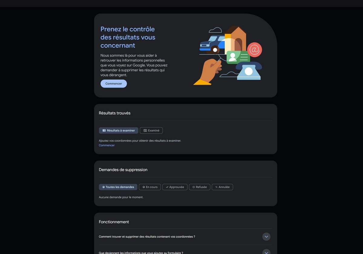 Le nouvel outil vous permet de monitorer la présence de vos données personnelles dans Google Search © Clubic - Capture d'écran Google