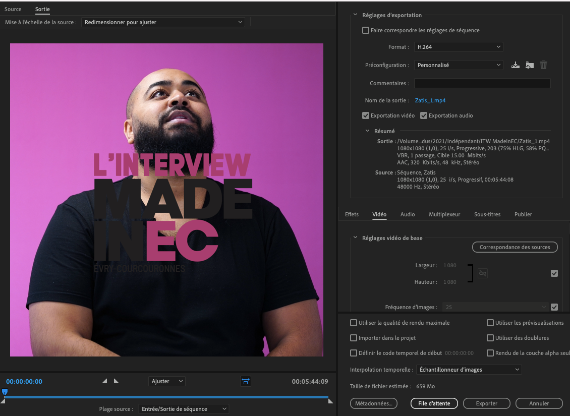 Premiere Pro export