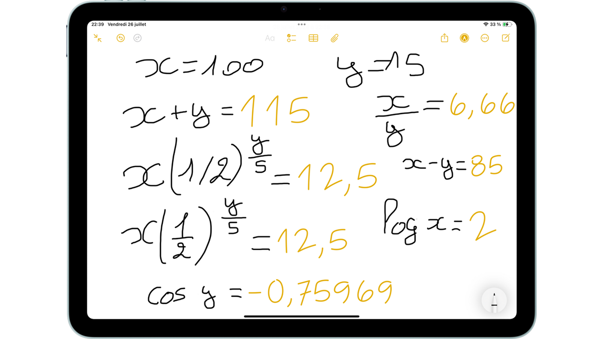 Exemples de calculs avec Math Notes © Clubic