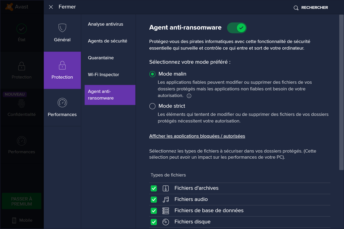 Avast Antivirus Gratuit - Anti-ransomware