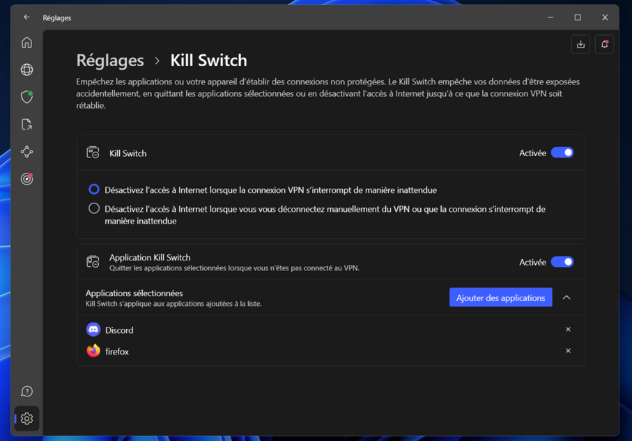 NordVPN - un kill switch sélectif