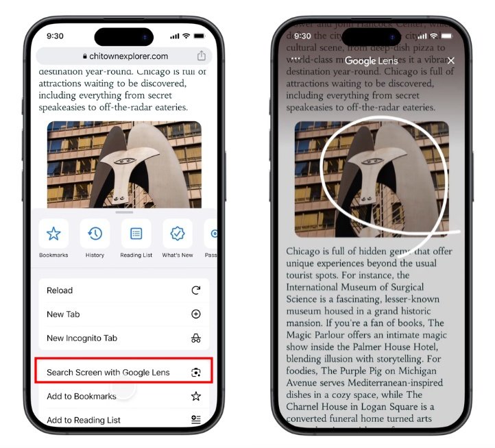 "Rechercher avec Lens" sur Google Chrome pour iOS © Google