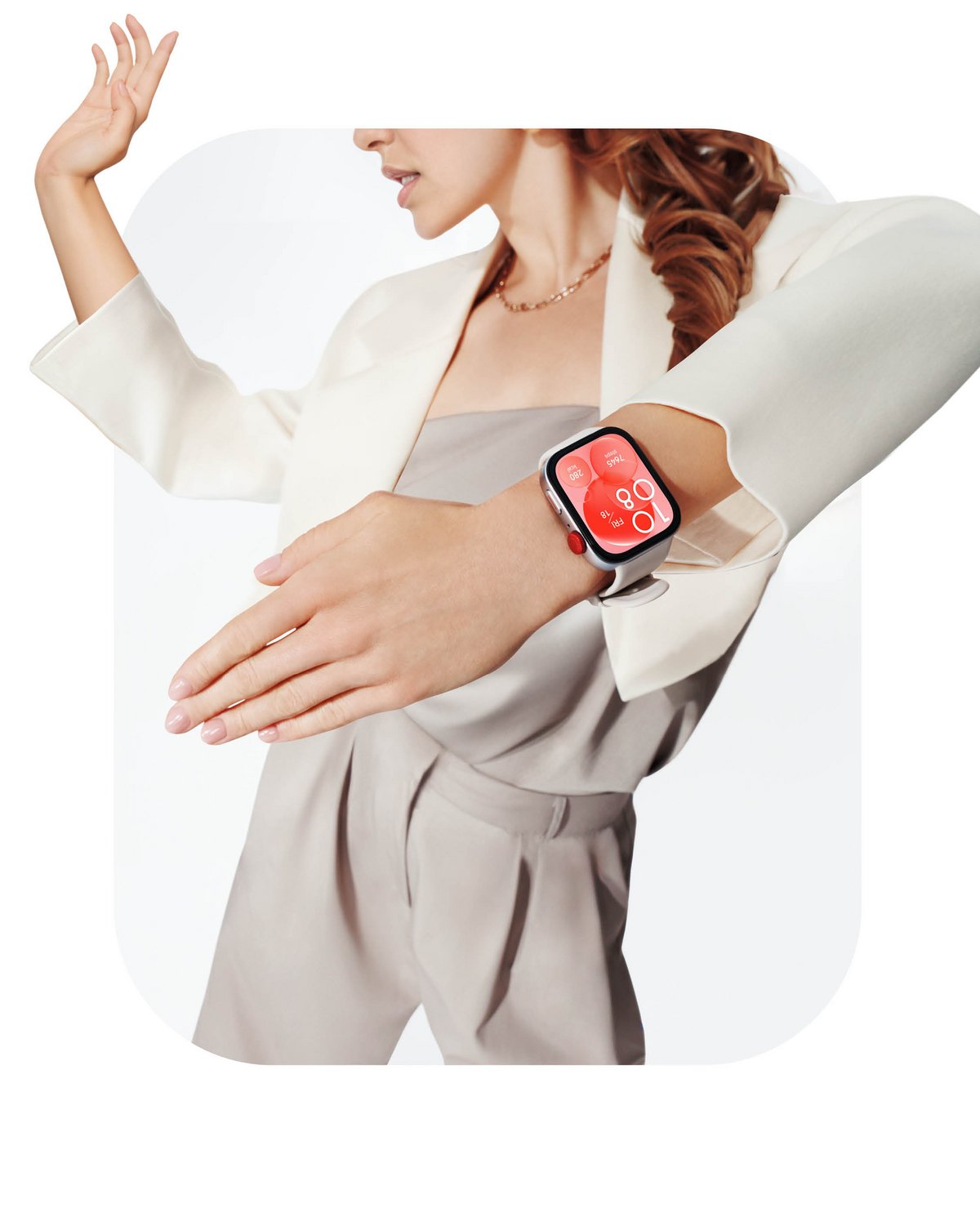 En plus d'être élégante, la Watch Fit 3 affiche un contrôle précis de la fréquence cardiaque et du taux de saturation en oxygène. © Huawei