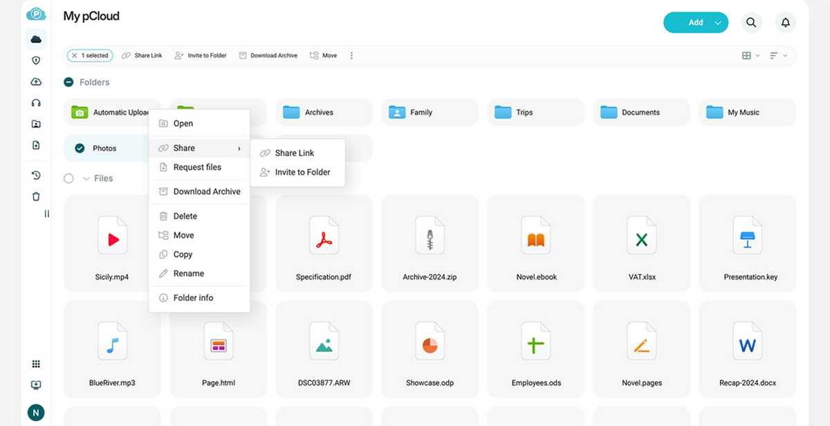 pCloud propose une interface simple et intuitive. @Clubic