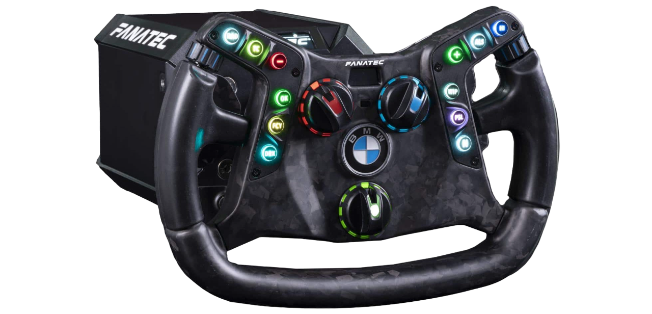Le volant BMW M4 GT3 et son bloc moteur © Fanatec