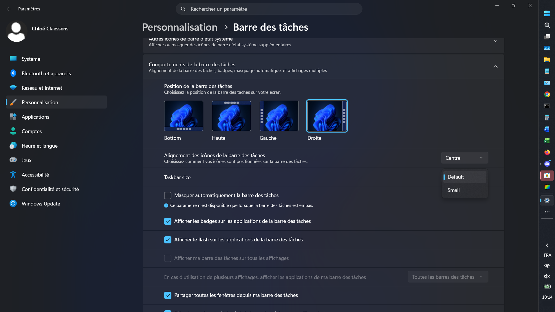 Vous pouvez désormais déplacer la barre des tâches de Windows 11 en haut et sur les côtés de l'écran. Joie. © Clubic
