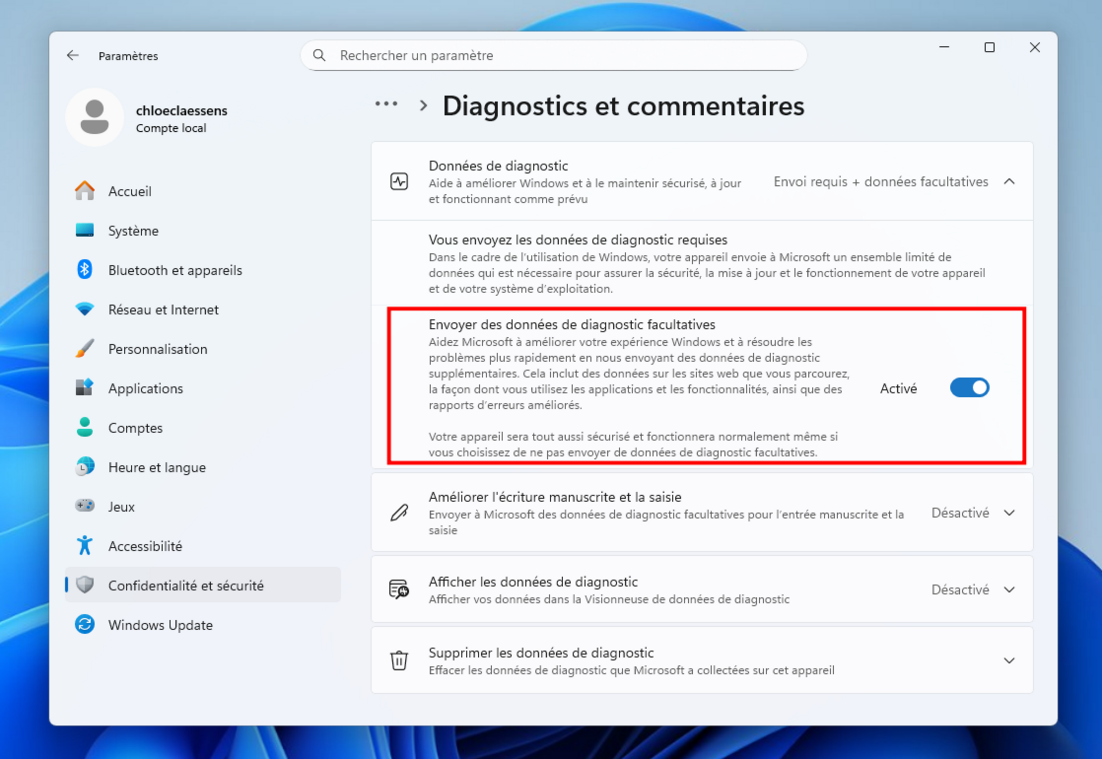 Pour rejoindre le programme Insider, vous devez accepter d'envoyer des données facultattives à Microsoft. © Clubic