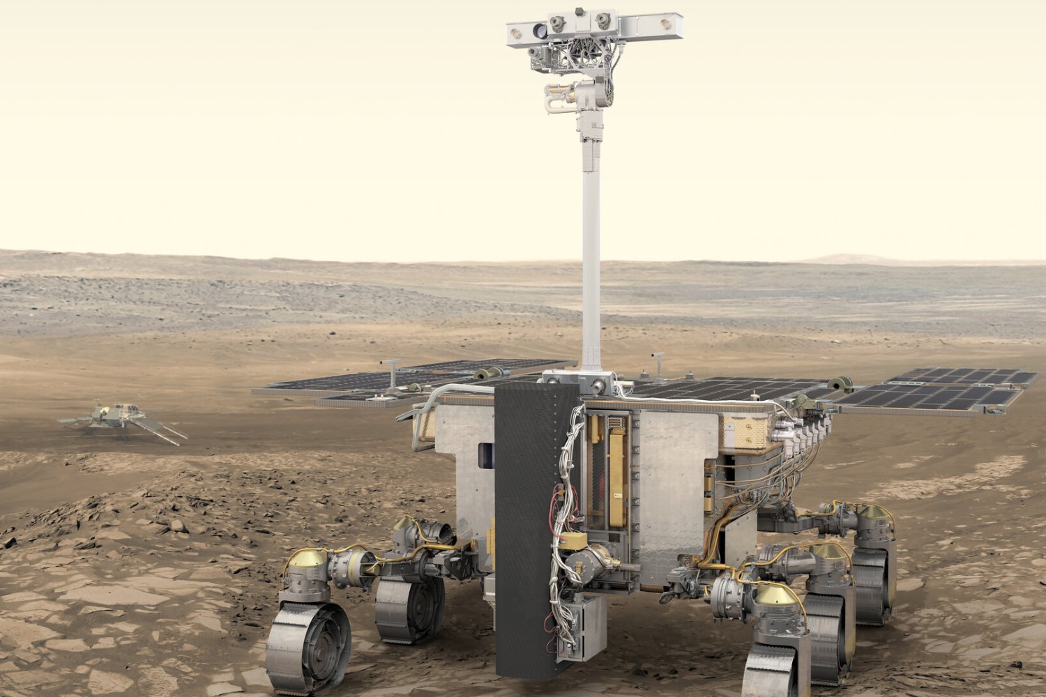 Vue d'artiste du rover Rosalind Franklin du programme ExoMars. ©Agence spatiale européenne (ESA)