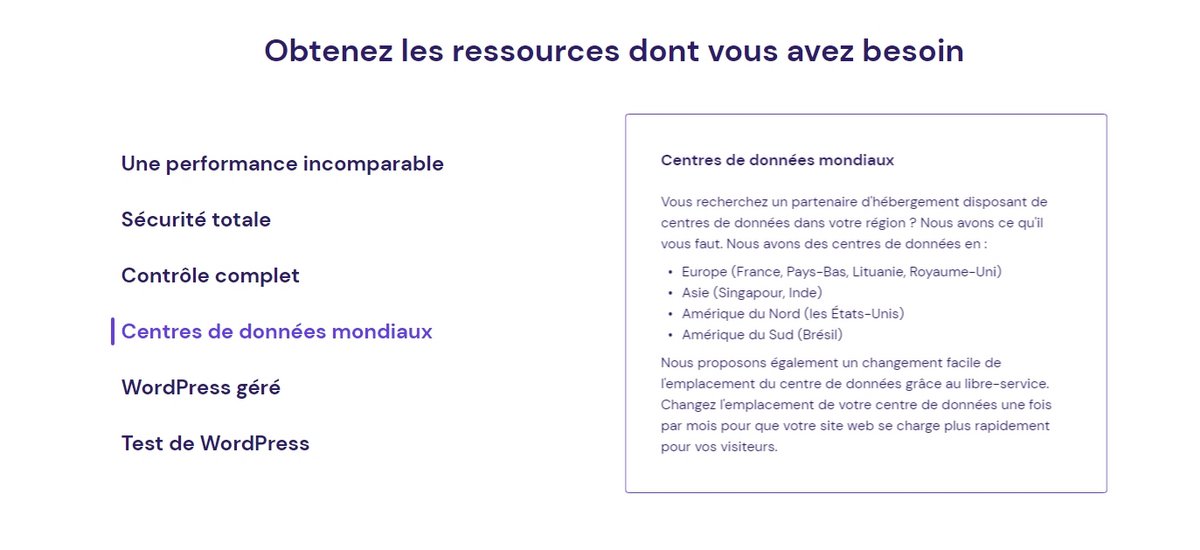 Hostinger - datacenters disponibles à travers le monde entier