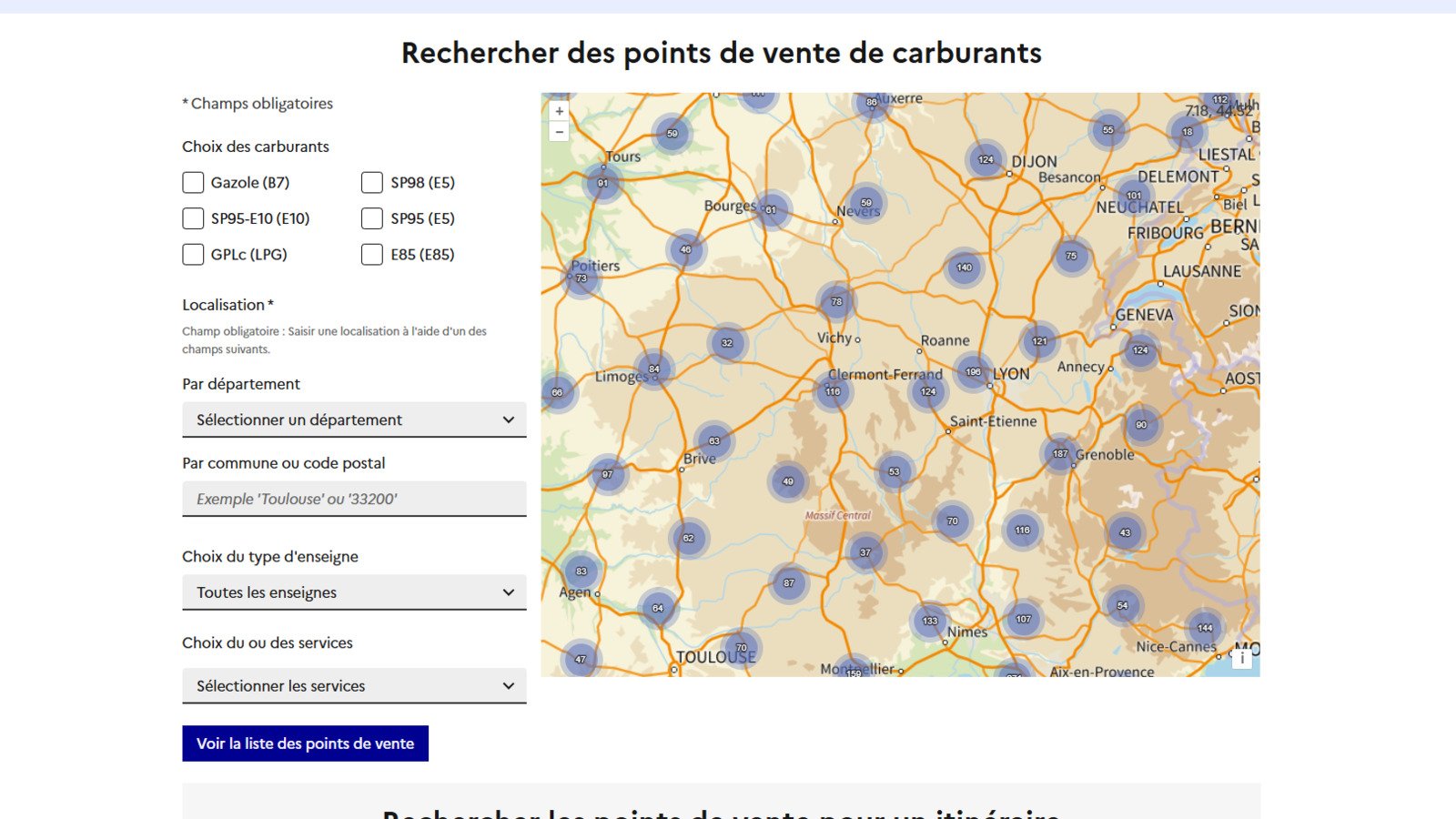 Capture d'écran du site prix-carburants.gouv.fr. © Alexandre Boero / Clubic