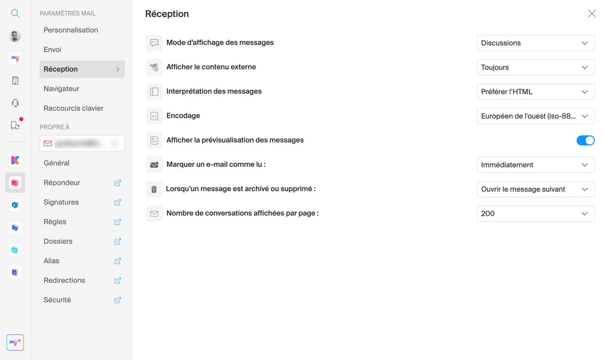 Infomaniak Mail - les options