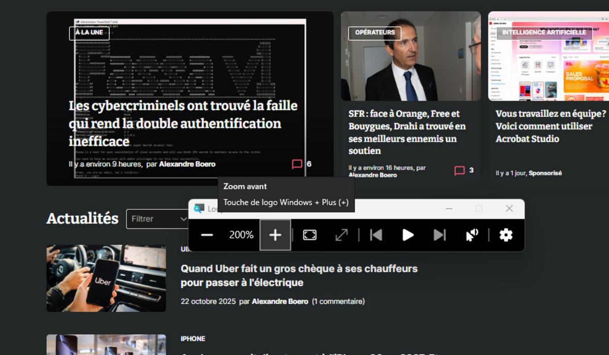 Le fameux outil Loupe © Alexandre Boero / Clubic