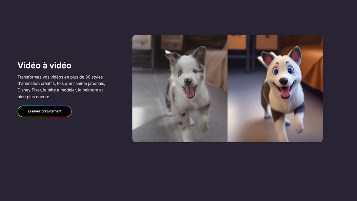 L’outil propose de transformer vos vidéos avec plus de 30 styles animés et de générer des animations IA dans des univers variés ©Pollo AI