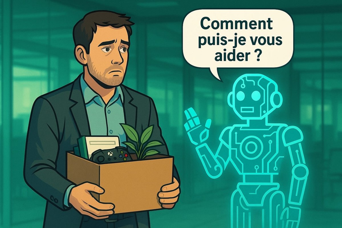 Le parallèle illustre de façon parlante le télescopage entre licenciement et recours à l’IA pour « soutien » émotionnel. © Clubic/ChatGPT 