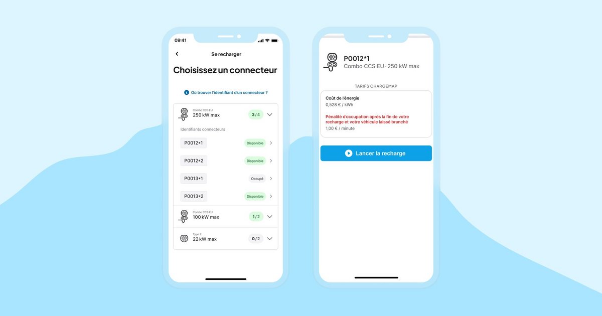 Du lancement de la session au paiement, tout peut être fait à partir de l'application Chargemap © Chargemap